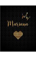 Mariana: Black Personalized Lined Journal with Inspirational Quotes