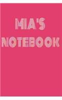 Mia's Notebook -- Blank Lined 6"x9" 120 page Journal