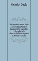 Die Determinanten, Nebst Anwendung Auf Die Loesung Algebraischer Und Analytisch-Geometrischer Aufgaben (German Edition)