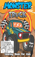 Monster Truck Coloring Book For Kids Ages 4-8