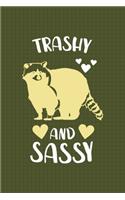 Trashy And Sassy: All Purpose 6x9 Blank Lined Notebook Journal Way Better Than A Card Trendy Unique Gift Green Texture Raccoon