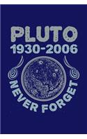 Pluto 1930-2006 Never Forget: Solar System Planets Journal, Astronomer Notebook, Gift Birthday Present for Astronomy Teacher, Kids, Universe Space Galaxy Science
