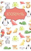 Cool Animal Prints Journal: For Animal Lovers and Writers: Blank Lined Paper Notebook (6x9 Inch - 70 Sheets/140 Pages) with Monkey, Bird, Dolphin, Turtle, Bear, Squirrel and Fr