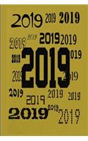 2019 Journal 2019 Pattern Black Font Gold Colors: (notebook, Diary, Blank Book)