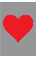 100 Page Blank Notebook - Red Heart on Gray / Grey