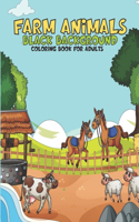 Farm Animals Black Background Coloring Book For Adults