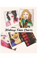 Makeup Face Charts: Portfolio Workbook for Makeup lovers 100 Pages " 8 x 10" 50 Beautiful women faces to Coloring _ becoming makeup artist