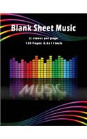 Blank Sheet Music 12 Staves Per Page 120 Pages 8.5x11 Inch