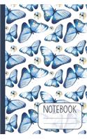 Notebook with Blue Watercolour Butterfly Design