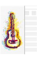 Guitar Tab Notebook: 6 String Chord and Tablature Staff Music Paper, Watercolor Guitar Cover