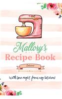 Mallory Personalized Blank Recipe Book/Journal for girls and women