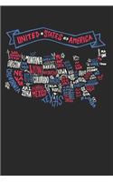 United States of America: Blank Lined Notebook for USA States - 6x9 Inch - 120 Pages