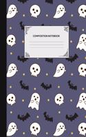 Composition Notebook: Blank Lined College Ruled Notebook Journal - Halloween Themed - Cute Ghosts Pattern