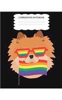 Composition Notebook: Gay Pride Pomeranian Composition Notebook Back to School 7.5 x 9.25 Inches 100 College Ruled Pages LGBTQ Pom Pom Dog Gift Journal