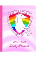 2019 - 2020 Daily Planner: 4 Year Old Unicorn Rainbow Pink & White Cover January 19 - December 19 Journal Planner Plan Days, Set Goals & Get Things Done Datebook Calendar Sche