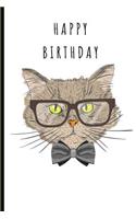 Happy Birthday: Cat Themed Birthday Journal and Memories Book, Can Be Used as a Guestbook and Keepsake
