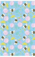 Journal Notebook Bees and Clover Pattern - Blue