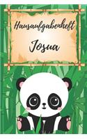 Hausaufgabenheft Josua: personalisiertes Panda Hausaufgabenheft / Grundschule / Schülerplaner für 1 Schuljahr mit Wochenübersicht / mit 2x Stundenplan / DIN A 5 / 112 Seite
