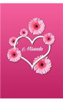 Miranda: Matte Softcover Paperback, 6 X 9 Inch Personalized Notebook Journal with 120 Blank Lined Pages Gift for Girls Teens Women