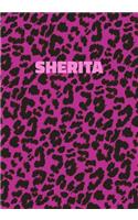 Sherita: Personalized Pink Leopard Print Notebook (Animal Skin Pattern). College Ruled (Lined) Journal for Notes, Diary, Journaling. Wild Cat Theme Design wi