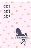 2020 2021 2022 Unicorn Planner: Colorful DatedUnicorn Weekly Planner Compact Handy Journal Notebook 7.44" x 9.69" 173 pages