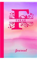 Farah Journal: Personalized Custom First Name Personal Writing Diary - Cute Pink & Purple Watercolor Effect Cover - Daily Journal for Journalists & Writers for Not