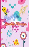 Busy AF Weekly Planner Notebook: 2020 Year At A Glance And Vertical Dated Pages - Bees