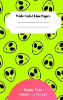 Cute Alien Theme Wide Ruled Line Paper