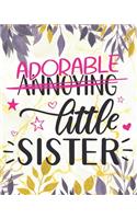 Adorable Little Sister: Funny Sister Gifts - 2020 Planner Weekly and Monthly Featuring Purple Leaves on a White & Gold Marble