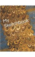 My Sketchbook: Gold Abstract Pattern Themed My Sketchbook 100 Pages