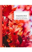 Composition Book Red & Orange Fall Maple Leaves Wide Rule