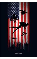 Dive Log: Detailed Scuba Dive Log Book For Up To 110 Dives - US America Flag Diver Silhouette - Journal Note Book Booklet Diary Log Book Memo 110 Pages - Ocea