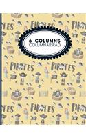 6 Columns Columnar Pad: Accounting Bookkeeping Notebook, Accounting Record Keeping Books, Ledger Paper Pad, Cute Pirates Cover, 8.5 x 11, 100 pages