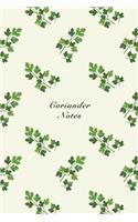 Coriander Notes: 6"x9" Notebook Watercolor Texture Design Vegetable Food Ingredient Pattern Cover. 108 Blank Lined Pages Matte Softcover Note Book Journal