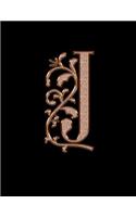 J. Monogram Initial J Notebook. Blank Lined College Ruled Notebook Journal Planner Diary.