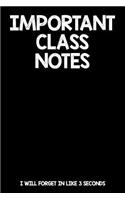 Important Class Notes I Will Froget In Like 3 Seconds