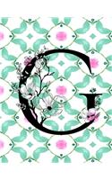 Cornell Notes Notebook: Floral Monogram G - Large 8.5"x11" - 140 Pg - Cornell Note Taking System for Students - College-Ruled - Softbound - Glossy Cover
