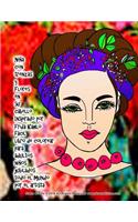 Niña con trenzas y Flores en su cabello Inspirado por FRIDA KAHLO fácil libro de colorear para adultos niños jubilados todo el mundo por el artista Grace Divine