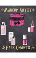 Makeup Artist Face Charts: Makeup cards to paint the face directly on paper with real make-up - Ideal for: professional make-up artists, vloggers and cosplay influencers - 150