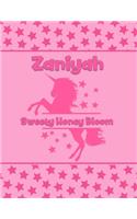 Zaniyah Sweety Honey Bloom: Personalized Draw & Write Book with Her Unicorn Name - Word/Vocabulary List Included for Story Writing