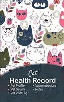 Cat health record: Cat vaccine record book - Pet health record - Puppy vaccine record - 101 pages, 6"x9" - Paperback - funny pattern of cats pink white white green blu