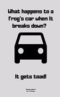 What happens to a frog's car when it breaks down? -It gets toad!: Mileage logbook tracking journal for men women driver car truck vehicle office recording miles to fill in funny cute hilarious puns notebook dairy