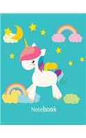 Notebook: White Unicorn Of The Blue Cover and Notebook Journal Diary, 110 Lined pages, 8.5" x 11"(11 Unicorn Notebook)