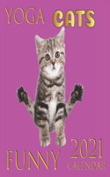 funny yoga cats: Cats Mini Wall Calendar 2021 Monthly January-December 8.5 x 8.5