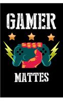 Gamer Mattes: Liniertes Notizbuch für deinen Vornamen