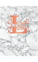 Lydia: Personalized Journal Notebook for Women or Girls. Monogram Initial L with Name. White Marble & Rose Gold Cover. 8.5" X 11" 110 Pages Lined Journal P