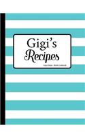 Gigi's Recipes Aqua Stripe Blank Cookbook