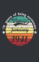 vintage january 1941 &#9553; 79 years of being awesome: blank lined notebook / journal (6x9) to offer as 79th Birthday Gift Idea for Women And Men anniversary with Retro Color design