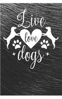 Live, Love Dogs Notebook: Black Design and Sweet Corgi Cover - Blank Live, Love Dogs Notebook / Journal Gift ( 6 x 9 - 110 blank pages )