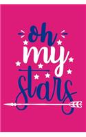 Oh My Stars: Blank Lined Notebook: All American Patriot Gift Journal For Girls 6x9 - 110 Blank Pages - Plain White Paper - Soft Cover Book